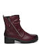 Jana Leather Women's Ankle Boots Burgundy