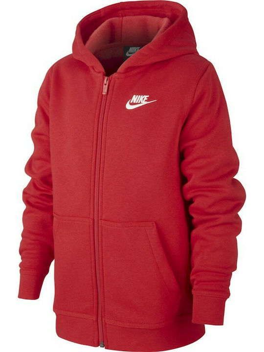 Nike Αθλητική Παιδική Ζακέτα Φούτερ με Κουκούλα για Αγόρι Κόκκινη Sportswear