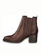 Tamaris Leather Women's Ankle Boots with Medium Heel Brown