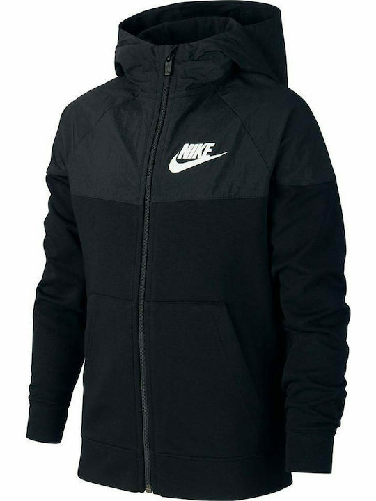 Nike Αθλητική Παιδική Ζακέτα Φούτερ με Κουκούλα Μαύρη