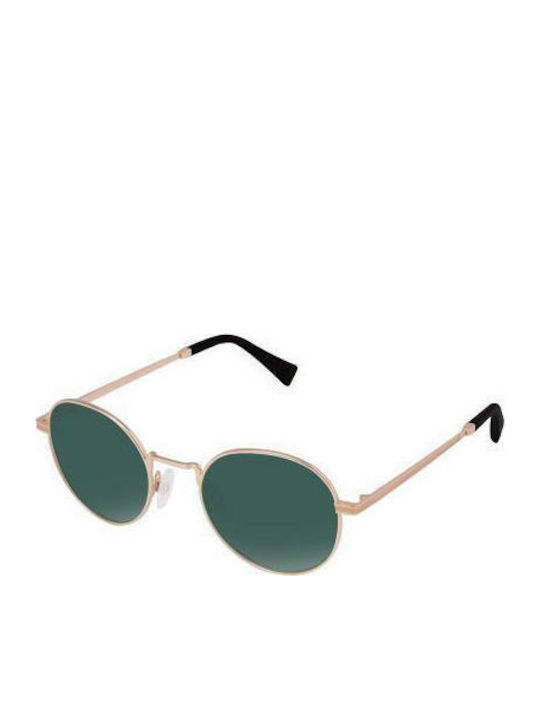 Hawkers Moma Sunglasses with Gold Metal Frame and Green Lenses