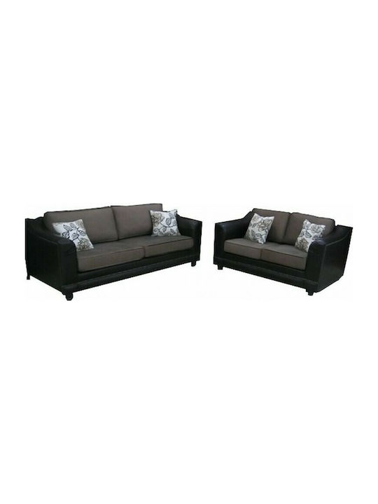 τριθεσιος διθεσιος Living Room Furniture Set 3-Seater & 2-Seater Brown