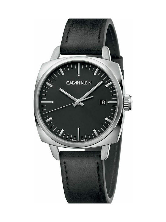 Calvin Klein Established Uhr Batterie mit Schwarz Lederarmband