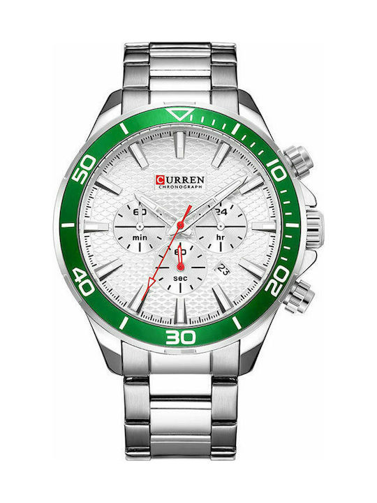 Curren Uhr Chronograph Batterie mit Metallarmband Green