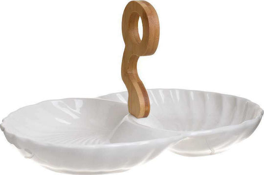 Click Porcelain Dessert Divided Serving Plate with 2 Slots White 30x20x18cm
