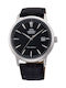Orient Ανδρικό Ρολόι 42mm Μπαταρίας με Μαύρο Δερμάτινο Λουράκι