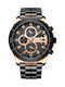 Curren Watch Chronograph Battery with Black Metal Bracelet