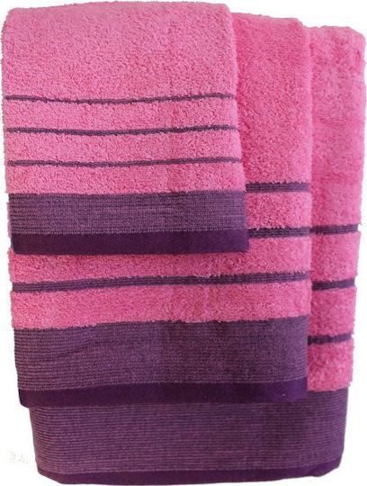 24home.gr Bath Towel Set 3pcs Raya Pink Purple