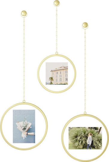 Umbra Fotochain Multi Wandmontage 3-Positionen Metallisch mit Gold Rahmen 3 Stück