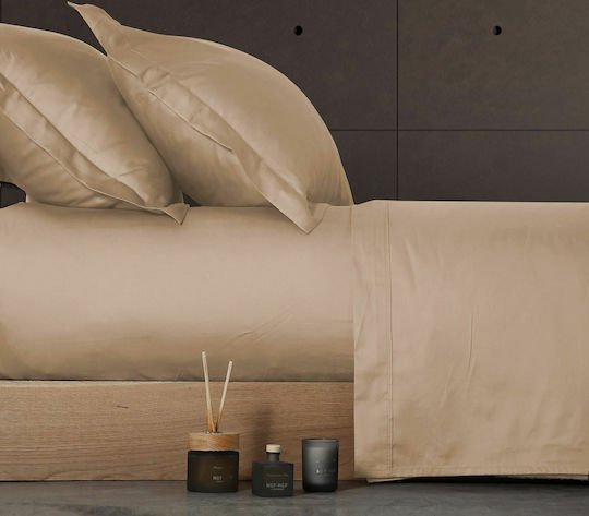 Nef-Nef Homeware Sheet Super-Double with Elastic 160x200+35cm. Elements Beige