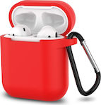 ObaStyle Case Silicone with Hook in Red color for Apple AirPods 1 / AirPods 2