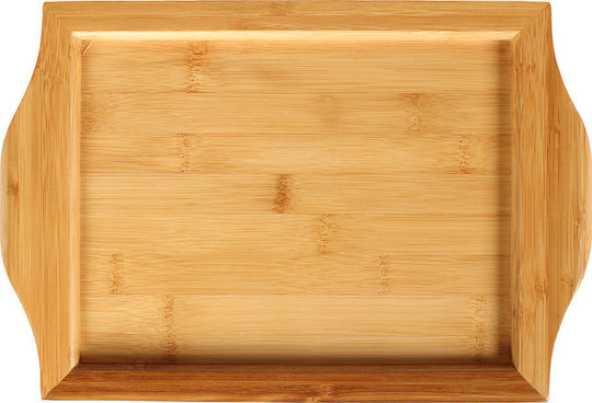 Keskor Bamboo Rectangular Serving Tray made of Bamboo with Handles in Beige Color 33x22cm 7448 1pcs