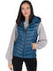 Marian Women's Short Puffer Jacket for Winter with Hood Navy Blue