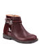 Mayoral Kids Leather Boots with Zipper Burgundy