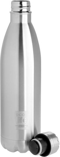 Ecolife Thermos Bottle Ανακυκλώσιμο Μπουκάλι Θερμός Ανοξείδωτο BPA Free 750ml Ασημί