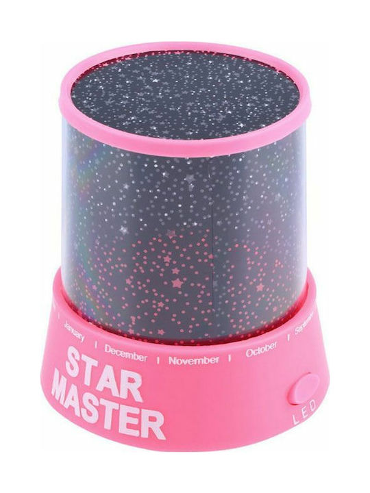 Led Kids Projector Lamp Έναστρου Ουρανού with Stars Projection Pink