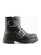 Leder Stiefeletten Damen Schwarz