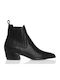 Leder Damen Chelsea Stiefeletten Schwarz