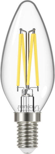 Elvhx Λάμπα LED 4W για Ντουί E14 και Σχήμα B35 Θερμό Λευκό 450lm