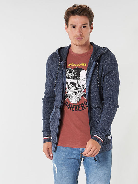 Jack & Jones Men's Sweatshirt Jacket with Hood and Pockets Ensign Blue