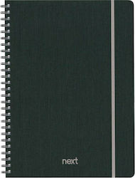 Next Spiral Notebook Ruled A4 4 Subjects Fabric Gray 1pcs