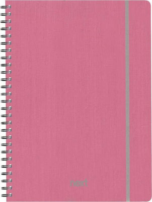 Next Spiral Notebook Ruled A4 140 Sheets 4 Subjects Fabric Pink 1pcs