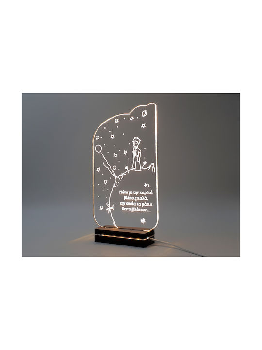 Gift & Design Lumini LED Lampa decorativă pentru copii Little Prince Transparent 14x28cm