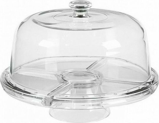 Borgonovo Glass Dessert Divided Serving Plate with 5 Positions Transparent Ø31cmxY22.5cm