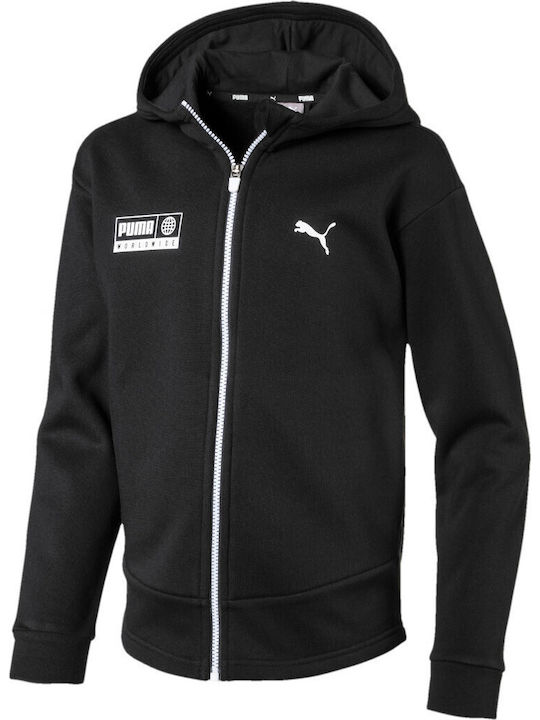 PUMA Athletic Kids Sweatshirt Cardigan Black Al...