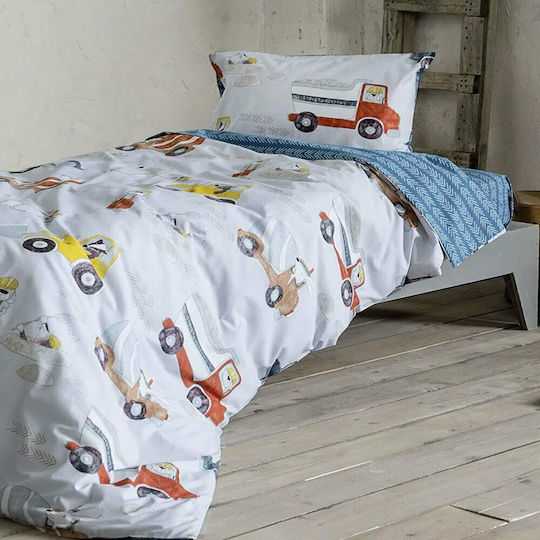 Nima Craftboy Set Kids Duvet Cover Single with Pillowcase Cotton Light Blue 160x240cm