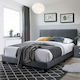 Benna Κρεβάτι Διπλό Επενδυμένο με Ύφασμα Γκρι με Τάβλες για Στρώμα 140x200cm