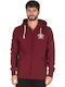 Body Action Men's Sweatshirt Jacket with Hood and Pockets Burgundy