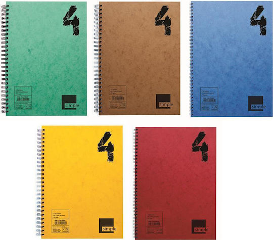 Neohart Spiral Notebook Ruled A4 120 Sheets 4 Subjects Simple 1pcs (Μiscellaneous colours)