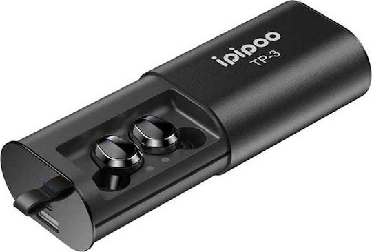 Ipipoo TP-3 In-ear Bluetooth Handsfree Ακουστικά με Θήκη Φόρτισης Μαύρα