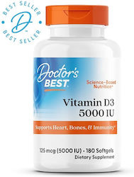Doctor's Best Vitamin D3 Βιταμίνη 5000iu 180 μαλακές κάψουλες
