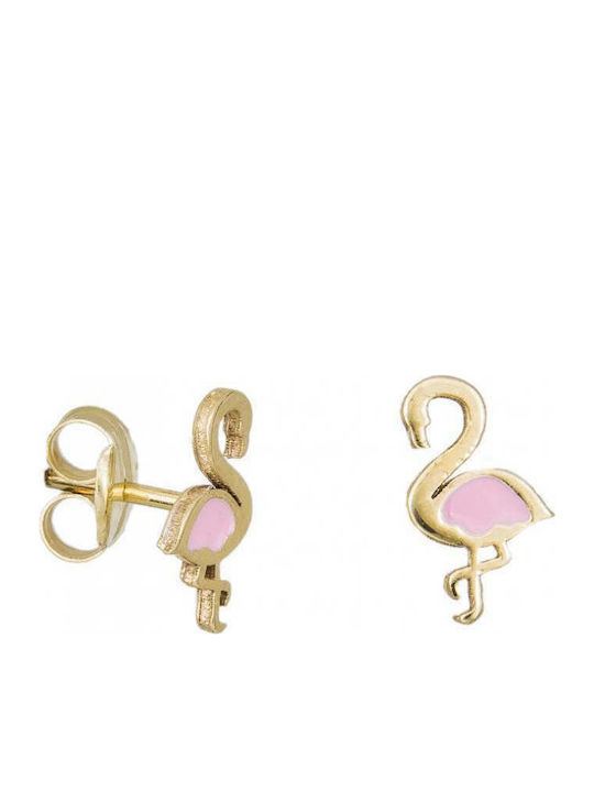 9K earrings for girls pink flamingo 033915 033915 Gold 9 Carat gold