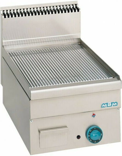 MBM LPG Steel Commercial Flat Top Griddle 40x60x27cm 5.1kW with Ribbed Grill Plate GFT46R