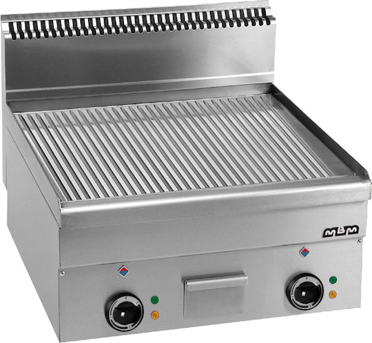 MBM Ηλεκτρικό Πλατώ Ψησίματος Χάλυβα 60x60x27cm 7.5kW με Ραβδωτή Πλάκα EFT66R
