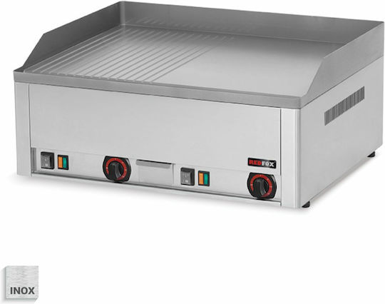 RM Gastro Ηλεκτρικό Πλατώ Ψησίματος 66x54x22cm 6kW με Λεία & Ραβδωτή Πλάκα Redfox FTHR60E