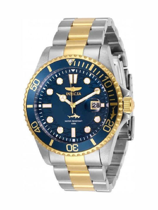 Invicta Pro Diver Ανδρικό Ρολόι 43mm Μπαταρίας με Μεταλλικό