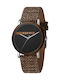 Esprit Plywood Watch Battery with Brown Fabric Strap