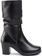 Jana Leather Women's Ankle Boots Black