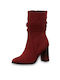 Tamaris Suede Women's Ankle Boots with High Heel Red 1-25080-23-533