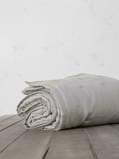 Nima Linen Coverlet Queen Size Light Gray 240x260cm