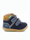 Kickers Kira Kids Leather Anatomic Boots with Hoop & Loop Closure Navy Blue