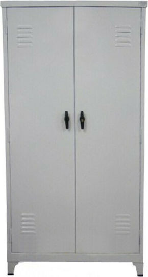 Double Door Wardrobe MG70175 Metallic Galvanized with 4 Shelves 70x45x175cm