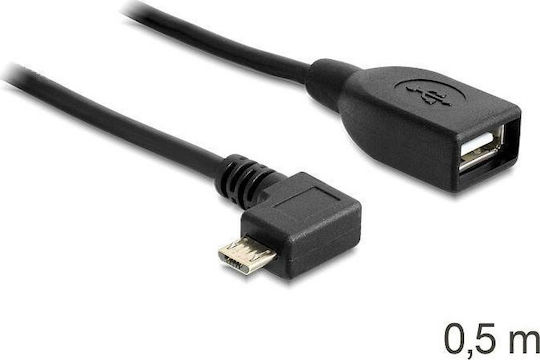 DeLock Angle (90°) / Regular USB 2.0 to Micro USB Cable Black 0.5m 83271 1 Piece