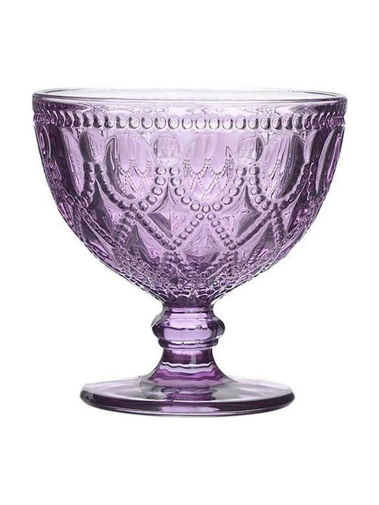 Inart Eisbecherschüssel Rund Glas Purple mit Durchmesser 11cm 4Stück