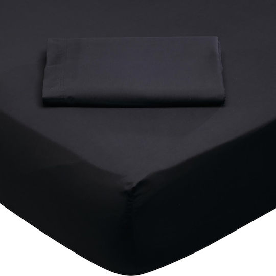 Das Home Bettlaken Semi-Doppel mit Gummiband 120x200+35cm. 1015 Black