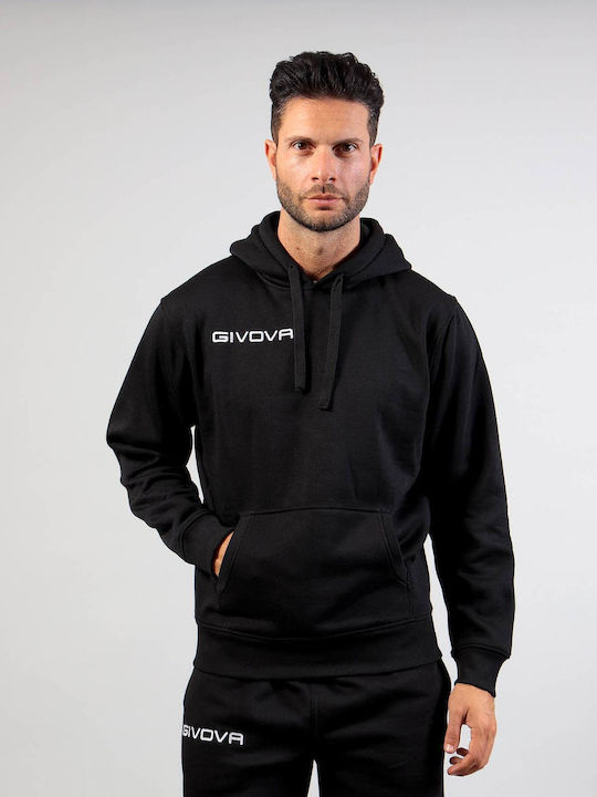 Givova Felpa Con Cappuccio Men's Sweatshirt with Hood and Pockets Black